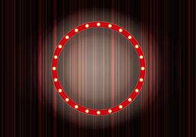 Bright circular marquee sign illuminated against a dark background during a performance setting vector