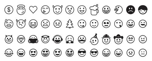 Abstract funny many different emoji emoticon icon set. vector