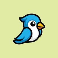 A cartoon bird with a beak and a blue head vector