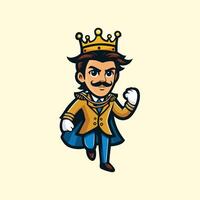 A cartoon king with a mustache and a crown vector