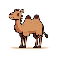 Cute Cartoon Camel Illustration in Desert Theme with Brown Color Design vector