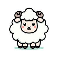 Cute Sheep Illustration Character with Curly Wool vector