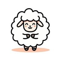Cute Illustration of a Cute Smiling Sheep with a Cheerful Expression vector