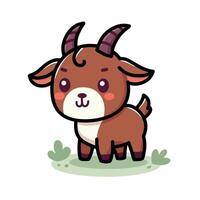 Cute Goat Illustration With a Playful Expression and Green Background vector
