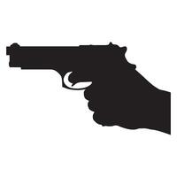 A silhouette of a hand holding a gun on a white background vector