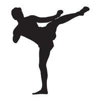 A silhouette of a kickboxer doing a kick vector