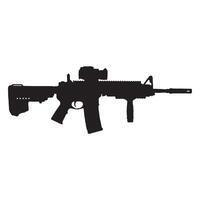 An automatic assault rifle is shown in silhouette illustration vector