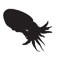 A black silhouette of a squid on a white background vector