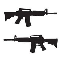 Two guns are silhouetted on a white background vector