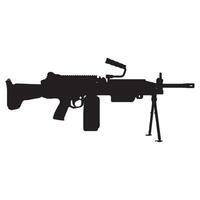An automatic assault rifle with a stand is shown in silhouette vector