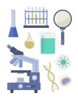 Set of Science Laboratory Equipment Flat Design Element Clip Art vector