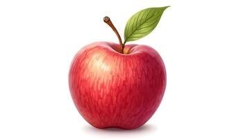 Red apple with leaf on white background photo