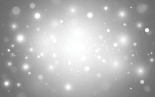 Elegant White Sparkle Bokeh Background Soft glowing white bokeh lights on gray gradient backdrop. Backgrounds decoration vector