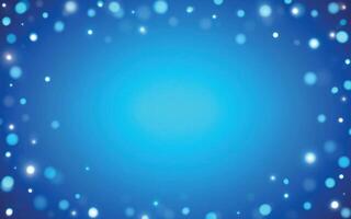 Blue Bokeh Light Frame Background, Glowing Abstract Border with Soft Defocused Circles on Blue Gradient. Background decoration vector