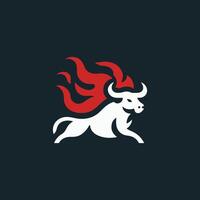 a bull with red and white flames running vector