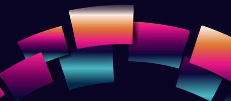 Colorful curved gradient panels on dark abstract background vector