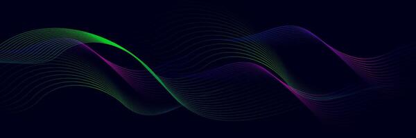 Abstract colorful wave lines on dark background vector