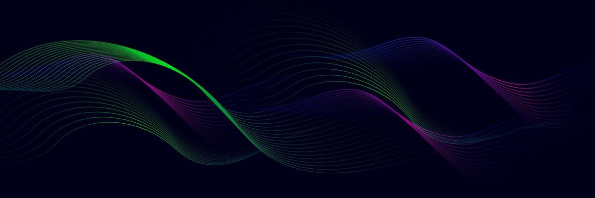 Abstract colorful wave lines on dark background