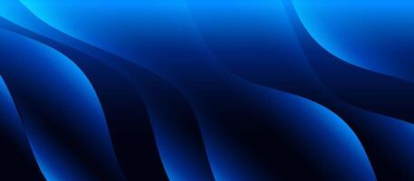 Dark blue abstract wave background with flowing gradient curves vector