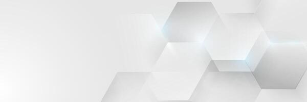 White geometric hexagon abstract background vector