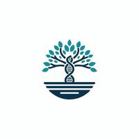 a tree with a dna strand in it, with a blue background vector