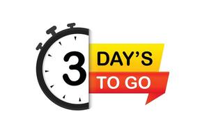 3 days to go design with clock vector