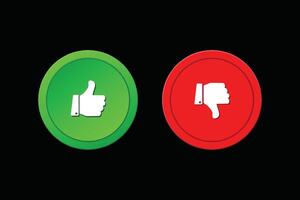 like and dislike button icon design wath red and grine color vector