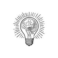 Brain and light bulb illustration representing creativity and ideas in a contemporary design format vector