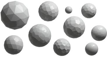 Floating Geometric Spheres Abstract Background on White photo