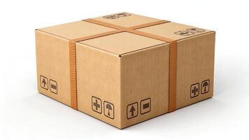 Cardboard Box Isolated on White Background for Shipping and Delivery photo