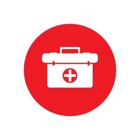 first aid kit box design red color background vector