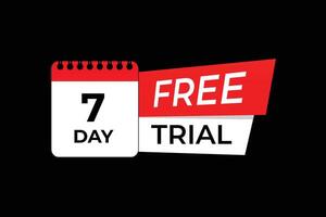 7 days free trial design red and white color vector
