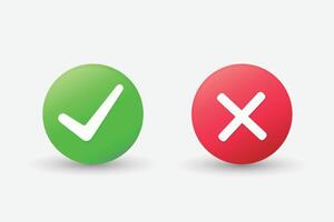 Right or Wrong Check and Cancel Icons vector