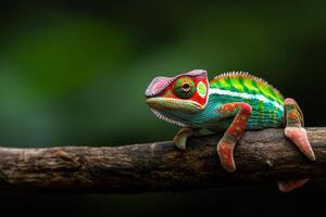 A chameleon sitting on a branch photo