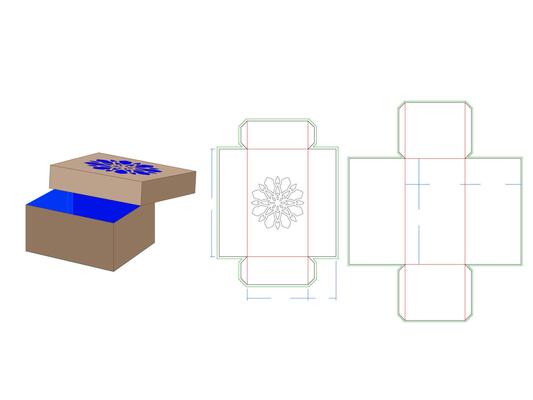 Decorative Mandala Kraft packaging lids box Dieline Template