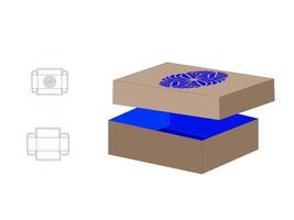 Mandala patterned Lid box Laser cut Dieline Template vector
