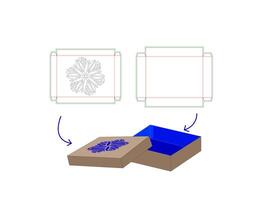 Stenciled Mandala patterned Box With Slide Lid Dieline Template vector