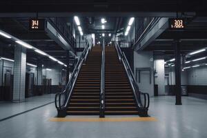 An escalator in a subway station photo