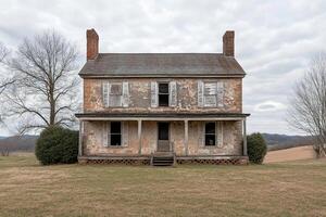 A dilapidated old farmhouse in the middle of nowhere photo