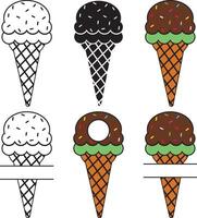 Ice Cream monogram, Ice Cream, Summer, Ice Cream Cone vector