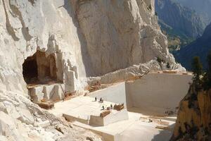 A large mountain with a large cave in it photo