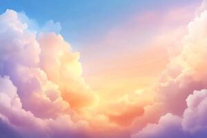 Clouds and sky background with sun and clouds photo