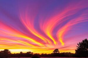 A colorful sunset with clouds in the sky photo