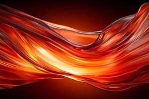 Abstract red and orange waves on a black background photo