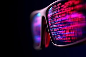 Glasses with a computer code on them photo