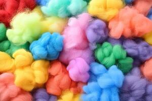 A pile of colorful wool is shown photo