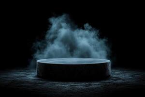 A round table with smoke coming out of it photo