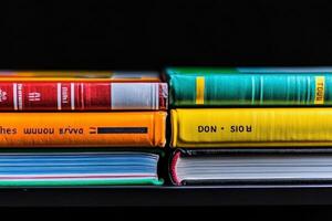 A stack of books with the words do not read on them photo