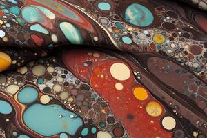 A close up of a colorful fabric with bubbles photo