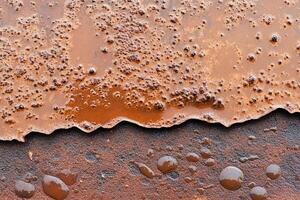 A close up of a rusty metal surface with water photo